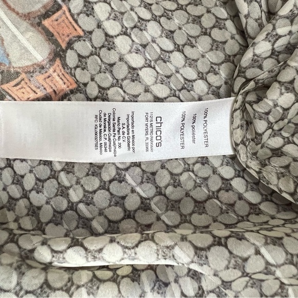 Chico’s Women’s Sz M Geometric Tribe Tunic Top Blouse Long Sleeve Woven Pattern - Picture 11 of 13